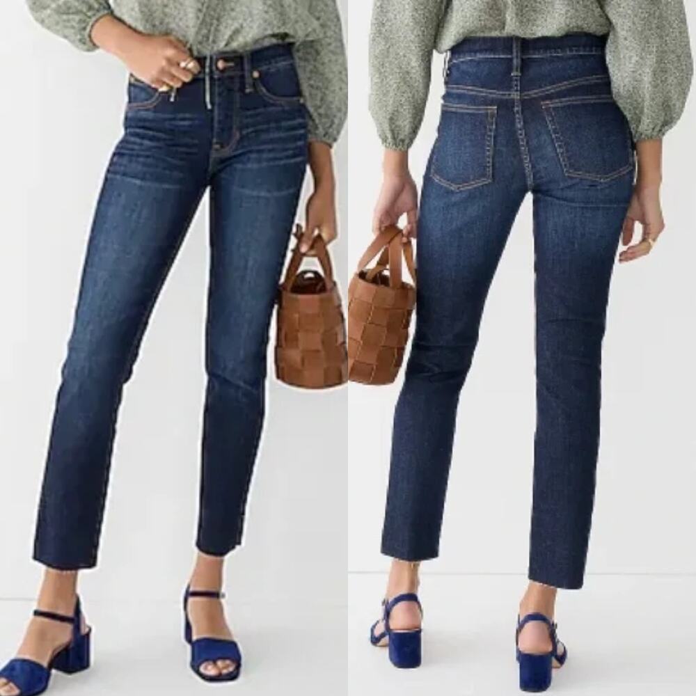 J.Crew Reid Skinny Straight Fit Jeans Stretchy Dark Blue Wash Women's Size 28